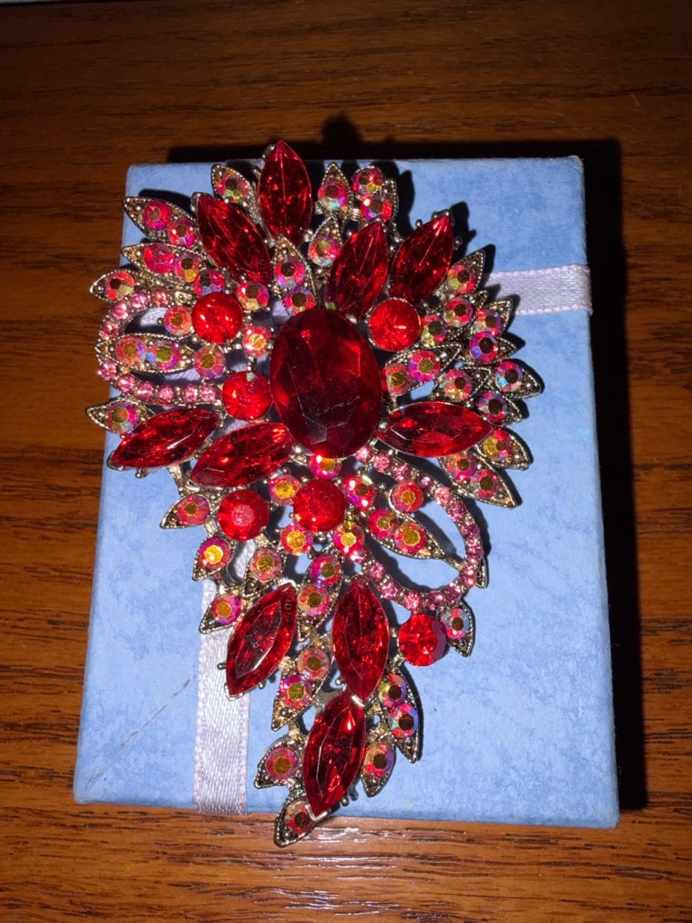 Red Crystal Statement Brooch - Women Jewelry